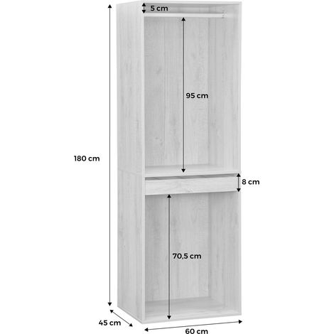 Wardrobe module with hanging rail and trouser rack wood decor walnut 60x45x180 cm - Nepal (1/5)