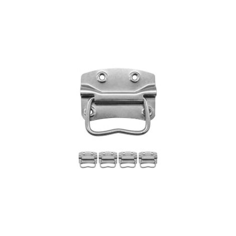 Juego de 4 asas metálicas plegables para cajas – acero inoxidable – plata – 90 x 64 mm – Crezuo (1/4)