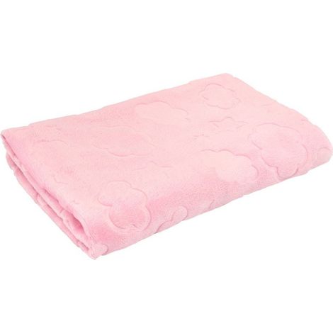 Couverture rose avec nuages et étoiles, 100 x 70 cm (1/4)