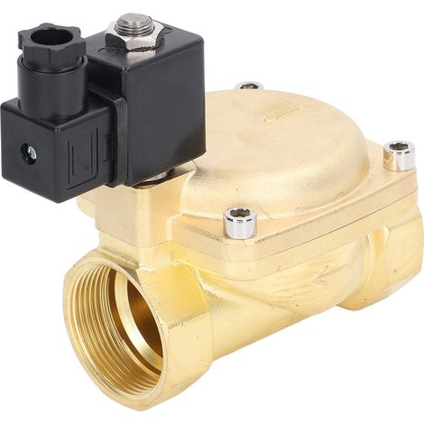 Électrovanne en laiton à pilotage, normalement fermée, G1-1/4 pouce, 2 positions 2 voies, pour eau et huile, AC 220V (1/5)