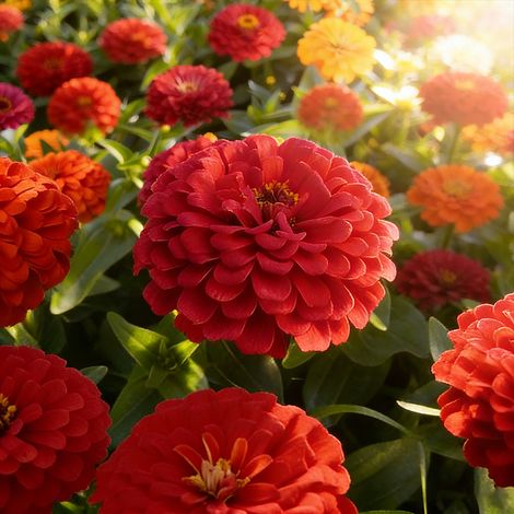 Graines de Zinnia 2000 – Crazy Blend, Fleurs Spectaculaires, Patrimoniales, Non Traitée – Rouge (1/5)