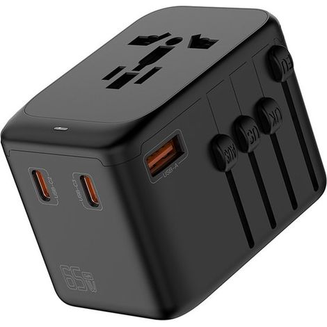Universeller Reiseadapter mit PD65W, 3 USB- und 1 USB-C-Anschluss, universeller Adapter für Deutschland, USA, England, Italien und Australien (1/4)
