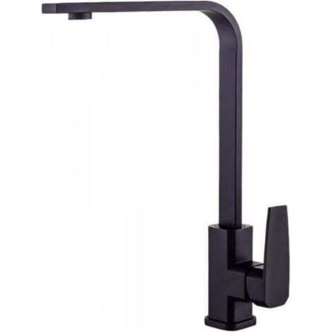Rubinetto da cucina quadrato, rubinetto per lavello da cucina per acqua calda e fredda, tubo piatto con base in rame, nero