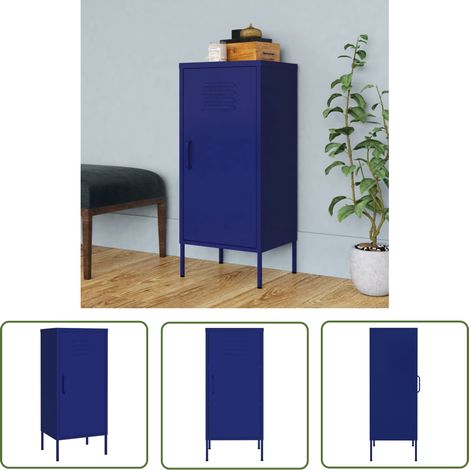 The Living Store Lagerschrank Marineblau 42,5x35x101,5 cm Stahl - Schreibtischschubladen - Metallregal - Garderobenschrank - Wohnzimmermöbel - Regal Blau (1/5)