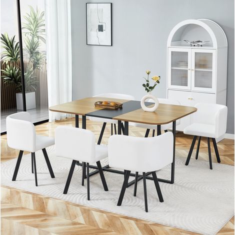Table extensible 150 x 100 x 79 cm avec 6 chaises, MDF et métal, multicolore HAVRYA (1/5)