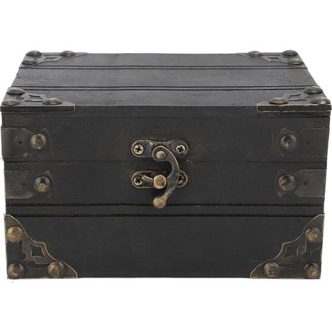 Retro-Schmuckkästchen aus grauem Holz, Vintage-Aufbewahrungsbox für Schätze, Organizer für Halsketten und Ringe, Geschenk für Frauen und Mädchen. (1/5)