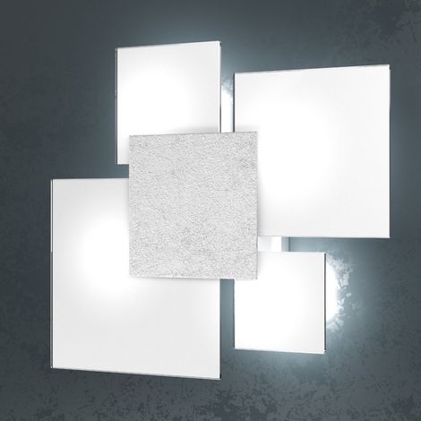 Plafoniera moderna top light upgrade 1148 45 e27 led vetro lampada parete soffitto, colore foglia argento
