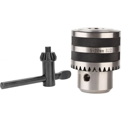 RASTKY Hochleistungs-Bohrfutter 5–20 mm mit Schlüssel B22, Bohrfutter mit Schlüssel, Metallbearbeitung, Tischbohrmaschine, elektrische Bohrmaschine und Zubehör