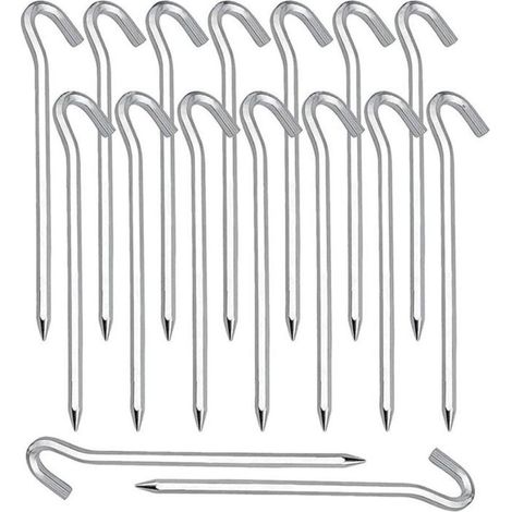 Bardusch - 20 Piquets Fixation Tente Sardines, Acier Galvanisé, Argenté (1/4)