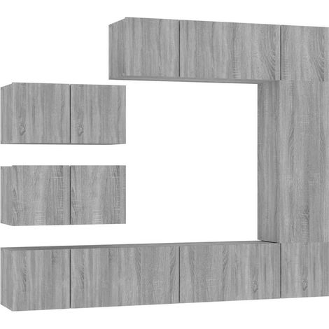 Maison Exclusive - 8-tlg. TV-Schrank-Set Grau Sonoma Holzwerkstof (1/5)