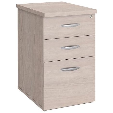 Caisson hauteur de bureau bois chêne gris 3 tiroirs P 60 cm Essens - Maxiburo