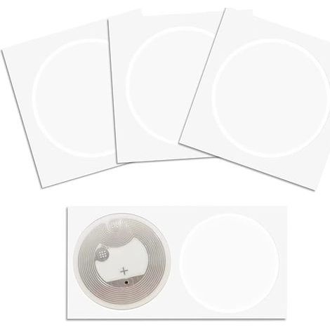 Lot de 100 autocollants NFC Ntag216 Ntag216 NFC Tags NFC 216 Tag Ntag216 NFC Cartes 13,56 MHz NFC Tag Stickers 888 octets de mémoire