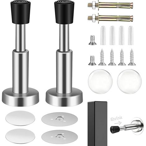Butée de Porte Réglable Acier Inoxydable Arrêt de Porte Murale tampon Caoutchouc Fonctionnement Silencieux Extensible de 8,9 à 10,2 cm (1/5)