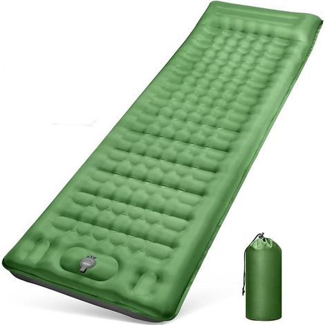 1 Stück Camping Isomatte, selbstaufblasend, 12 cm dick, aufblasbare Matratze, kleines Packmaß, wasserdichte Outdoor Luftmatratze mit Fußpumpe und (1/5)