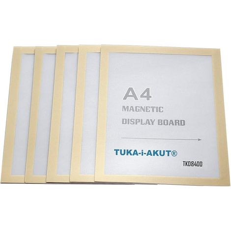A4 Cadre d'affichage Magnétique Adhésif pour Signe Enseignes Pochette Cadre d'information Fermeture Magnétique Murs et Fenêtres Couleur Or TKD8400-A4 (1/5)