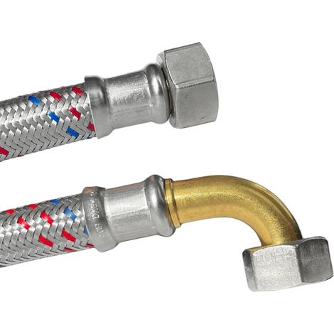 Flexible Blindé Inox 1/2 Pouce, Courbé, 800mm, DN13, Certification DVGW
