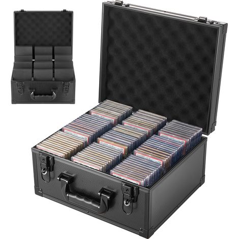 VEVOR Caja para Tarjetas Graduadas, 3 Filas 12 Separadores, Capacidad para 180 Tarjetas PSA, 120 SGC, 100 BGS, 520 Protectores o Más de 999 Tarjetas Sueltas, con Cerradura Mecánica y Llaves, Negro (1/5)