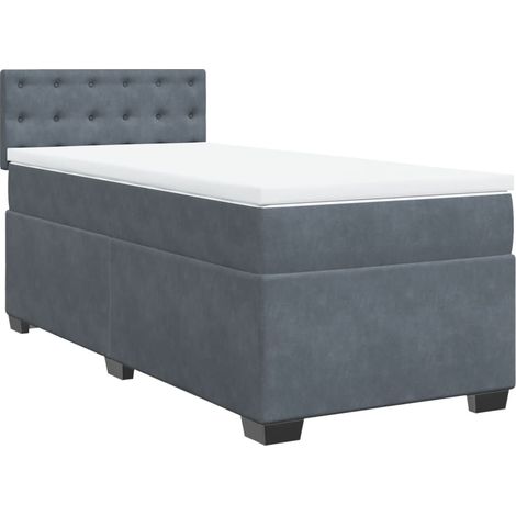 Maison Exclusive - Giroletto a Molle con Materasso Grigio Scuro 90x200 cm Velluto