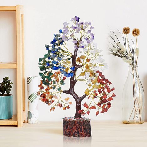 Arbre de vie des 7 chakras, cristaux et pierres de guérison, cadeau d'anniversaire, arbre de cristal pour l'énergie positive (1/5)