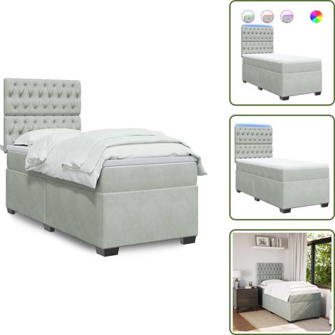 Boxspringbett mit Matratze Hellgrau 90x200 cm Samt - Boxspringbett - Boxspringbetten - Bett - Betten (1/5)