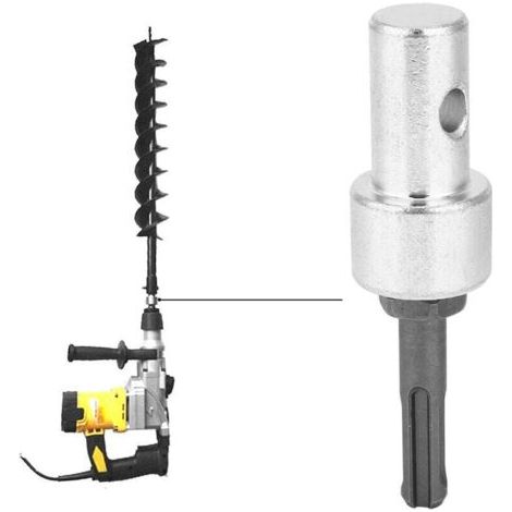 CHOYCLIT Ausgezeichneter Erdbohrer-Adapter, professioneller Erdbohrer, Mauerwerksadapter aus Metall für SDS Plus Akku-Bohrschrauber, Stangenbohrer (1/5)