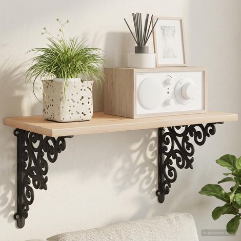 vidaXL Soportes para estanterías de pared 2 uds. Negro (1/5)