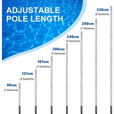 Teleskopierbare Aluminium-Poolreinigungsstange, verstellbar von 1 m bis 3,20 m (1/5)