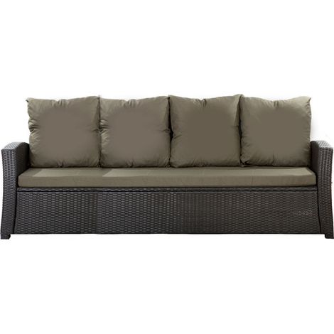 Coussins de canapé de jardin en résine tressée 168x50x7+356x50cm Set de coussins 3 places Lot de coussins de jardin coussins d'extérieur vert
