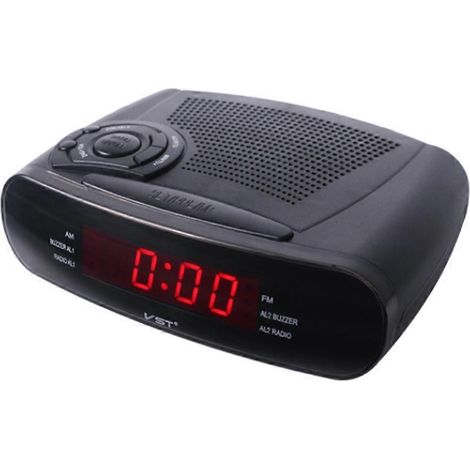 VST-Radiowecker mit AM- und FM-Sendern, LED-Wecker mit Schlummerfunktion und Zubehör für das Audiosystem. (1/5)