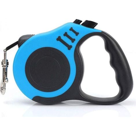 Laisse rétractable pour chien, laisse rétractable automatique, 3 mètres de long, avec poignée antidérapante, convient aux chiens de petite et moyenne taille, bleue. (1/4)