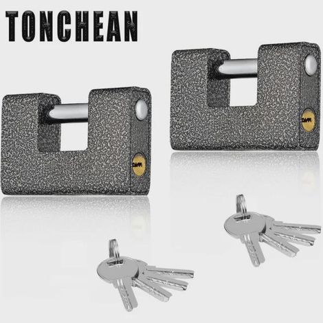 80mm Cadenas à clé,Cadenas Exterieur Ultra Robuste avec 6Clés(Lot de 2)Gros Cadenas Monobloc en Acier Solide Trempé Manille de 12mm d’Épaisseur (1/5)