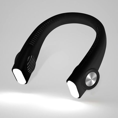 Ventilatore da collo portatile, elettrico, senza fili con funzione di ricarica USB, tubo di ventilazione, raffreddamento, silenzioso, per sport all'aria aperta - Crezuo