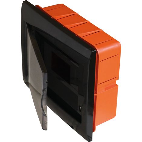 Tableau d'encastrement 8 modules avec cadre noir et porte fumée 255x215x80mm IP40 FAEG - FG14708