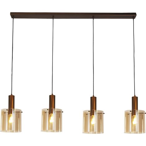 Lampadario Contemporaneo Svezia Acciaio Marrone Vetro 4 Luci E27 (1/5)