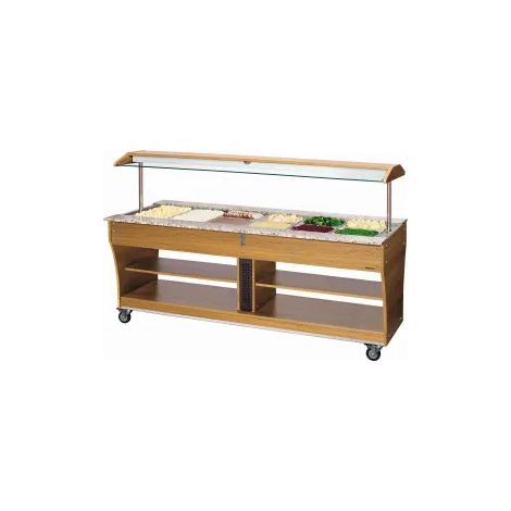 Chariot buffet inox chauffant 6 x GN x 1/1 (P)150 mm, 4000 W, 220 V - MONO