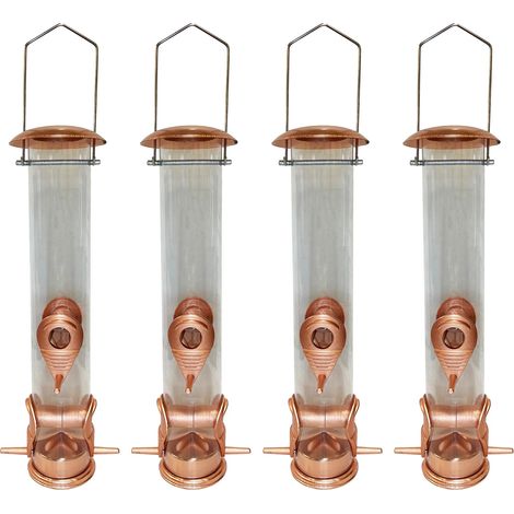 Copper Style Hanging Bird Seed Feeder with 4 Feeding Ports (Set of 4) (1/5)