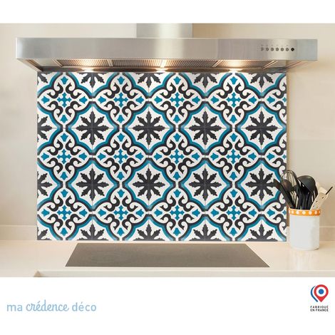 Fond de hotte : Carrelage classique bleu - Alu composite - 60 cm - 45 cm (1/5)