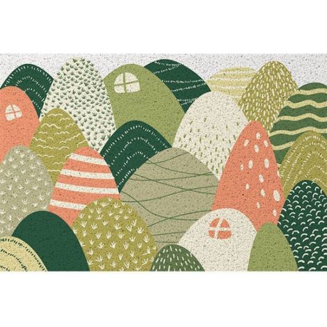 LAN Par-delà les collines - Vert - Assiette horizontale 5080cm Soie Loop Tapis de sol bouclé de style rustique, résistant à la saleté et à l'usure, découpable à volonté, antidérapant, grattant la boue (1/4)