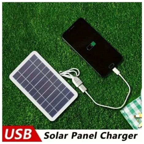 Green Mobility-Panneau solaire USB  (1 pièce) - Alimentation solaire, connecteur USB femelle vers USB mâle - Compatible avec téléphones, batteries externes, lampes torches et ventilateurs (1/4)