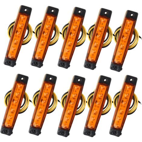 10pcs 12V Side Marker Lights 6SMD LED Front Lamp Rear Marker Lights for Trailer Truck Caravan Camper Van Lorry Bus Boat Tractor Motor Amber Orange (1/5)