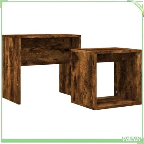 Table basse gigogne - V GEBY - 2 pièces - Chêne fumé - Design contemporain - Polyvalente (1/4)