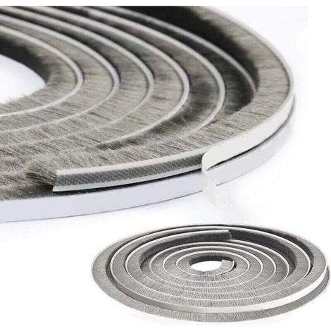 Bürstendichtung für Schiebetüren, 5 m (L) x 9 mm (B) x 23 mm (T), selbstklebende Bürstendichtung, Fensterdichtung für Schallschutztüren, für Schiebetüren und Fenster (Grau)