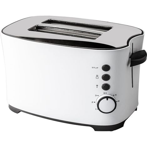 Weißer Toaster mit 2 Schlitzen und 850 W