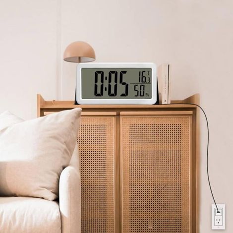 Horloge Murale LED - 15 cm - Affichage Numérique Heure Température Humidité Date - Réveil Avec Fonction Snooze - Alimentation Pile CR2032 (1/4)