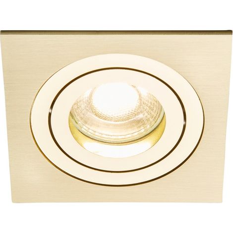 Litecraft Evra Recessed Downlight Square Tiltable Ceiling Spotlight - Brass (1/4)