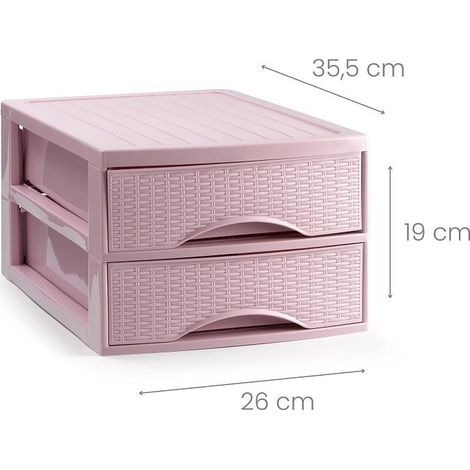 Cassettiera Organizer Effetto Rattan 2 Cassetti Cipria 26 x 35 x 19 cm (1/2)