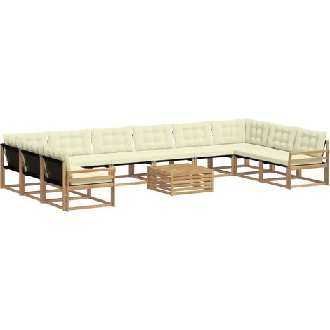 Outdoor Sofa Set 11 pcs White and Cream vidaXL (1/5)