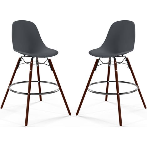 Barhocker - Skandinavisches Design - Dunkle Holzbeine - 2er-Set - Skögur Dunkelgrau (1/5)