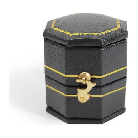 Boîte à bagues vintage bijoux présentoir organisateur boîte sortie en cuir PU(noir) (1/5)