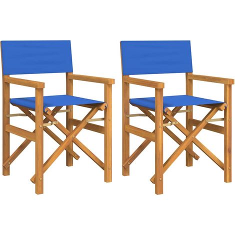 Maison Exclusive - Sedie da Regista Pieghevoli 2 pz Blu in Legno Massello di Teak (1/5)